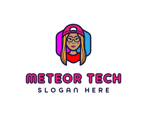 Girl Vlogging Character logo design