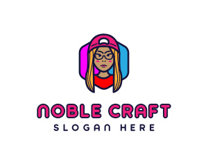 Girl Vlogging Character logo design