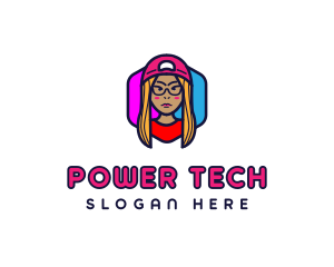 Girl Vlogging Character logo