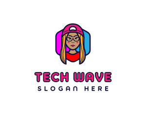 Girl Vlogging Character logo design