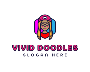 Girl Vlogging Character logo design