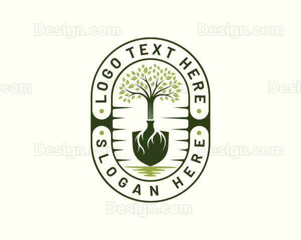 Shovel Landscaping Tree Logo