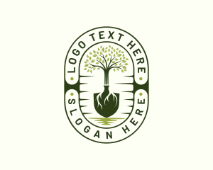 Shovel Landscaping Tree logo