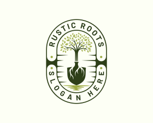 Shovel Landscaping Tree logo design