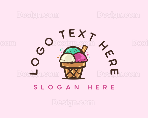 Ice Cream Cup Dessert Logo