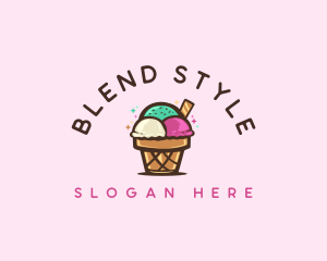 Ice Cream Cup Dessert Logo