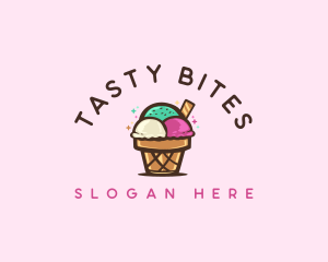 Ice Cream Cup Dessert Logo