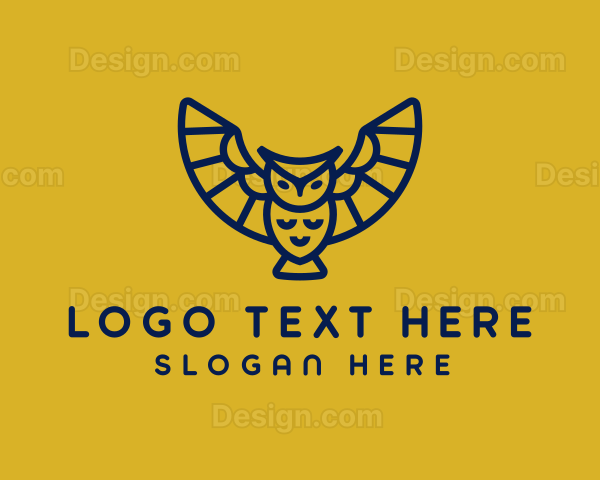 Simple Blue Flying Owl Logo