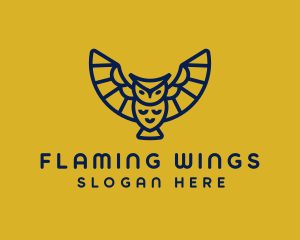 Simple Blue Flying Owl  logo design