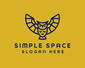 Simple Blue Flying Owl  logo design