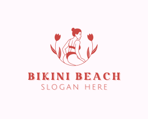 Flower Bikini Swimsuit logo design