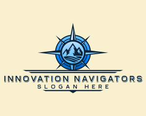 Mountain Compass Navigation Voyage logo design