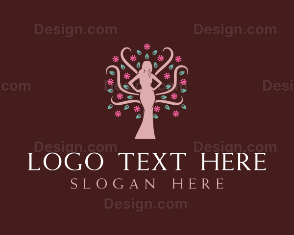 Woman Flower Tree Logo