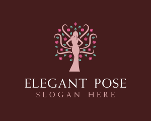 Woman Flower Tree logo design