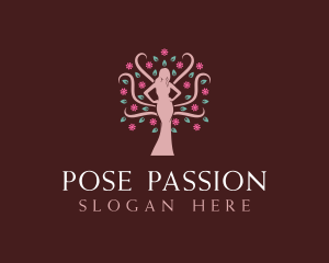 Woman Flower Tree logo design