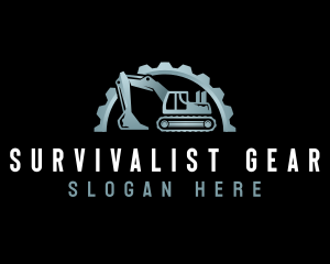 Excavator Cogwheel Machine logo design