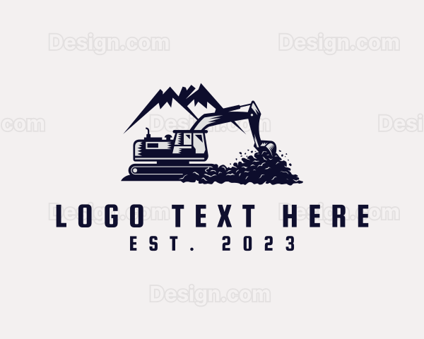 Excavator Mountain Machine Logo