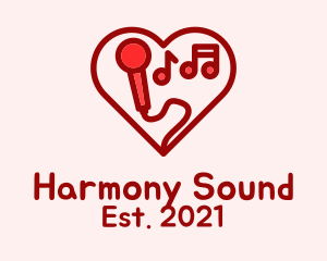 Red Love Karaoke  logo design