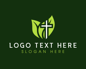 Leaf Crucifix Cross logo