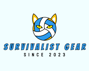 Cat Volleyball Head logo design