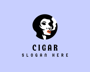 Woman Smoke Smoking logo design