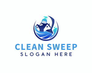 Broom Cleaning Sanitation logo design