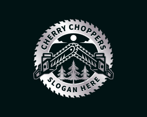 Chainsaw Tree Lumberjack logo design