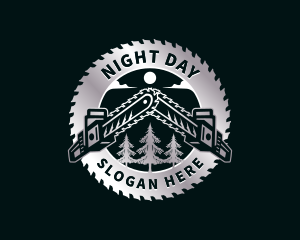 Chainsaw Tree Lumberjack logo design