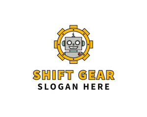 Smiling Robot Gear  logo design