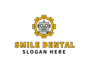 Smiling Robot Gear  logo design