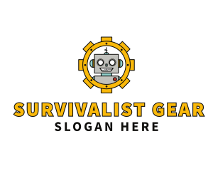 Smiling Robot Gear  logo design