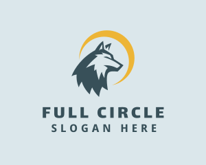 Crescent Moon Wild Wolf  logo design