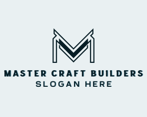 Geometric Builder Contractor Letter M logo design