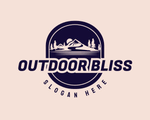 Mountain Hiking Badge logo design