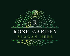 Botanical Rose Vine Ornament logo design