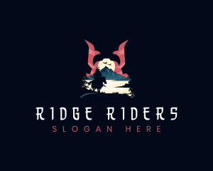 Samurai Horse Warrior Silhouette logo design