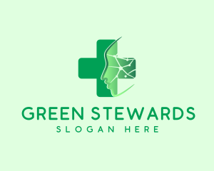 Green Human Cross logo design