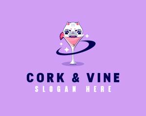 Cat Cocktail Beverage logo design