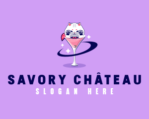 Cat Cocktail Beverage logo design