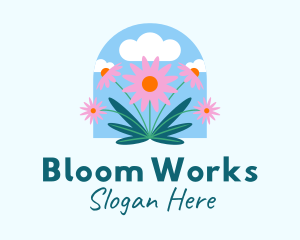 Garden Daisy Flowers  logo design