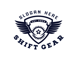 Wrench Gear Shield logo design