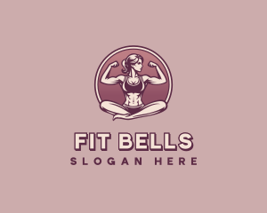 Fitness Muscular Woman logo design