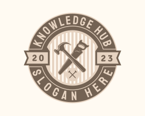 Hammer Saw Woodworking Badge logo