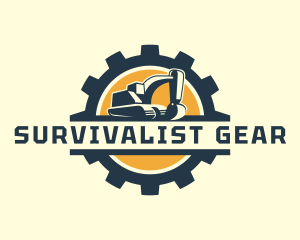 Industrial Cogwheel Excavator logo design