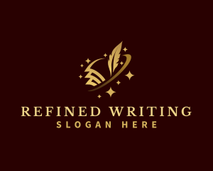 Paper Writing Feather Pen logo design