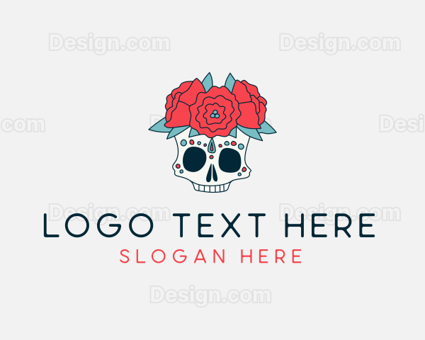 Floral Festival Skull Logo