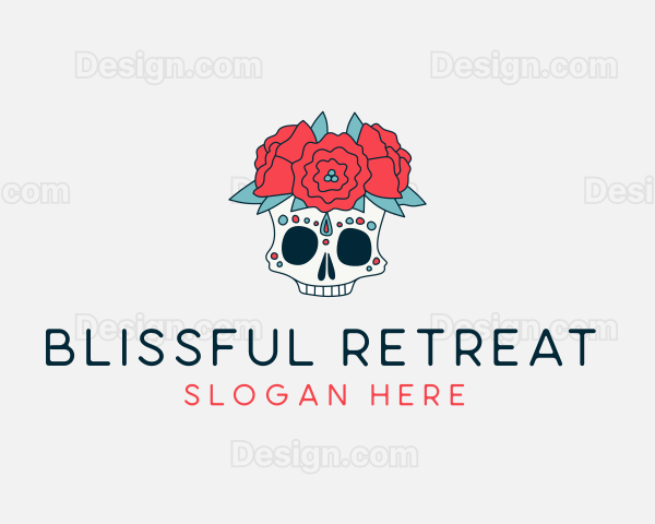 Floral Festival Skull Logo