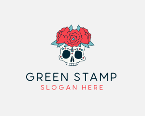 Floral Festival Skull Logo