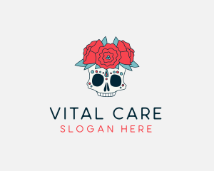 Floral Festival Skull Logo