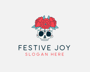 Floral Festival Skull logo design